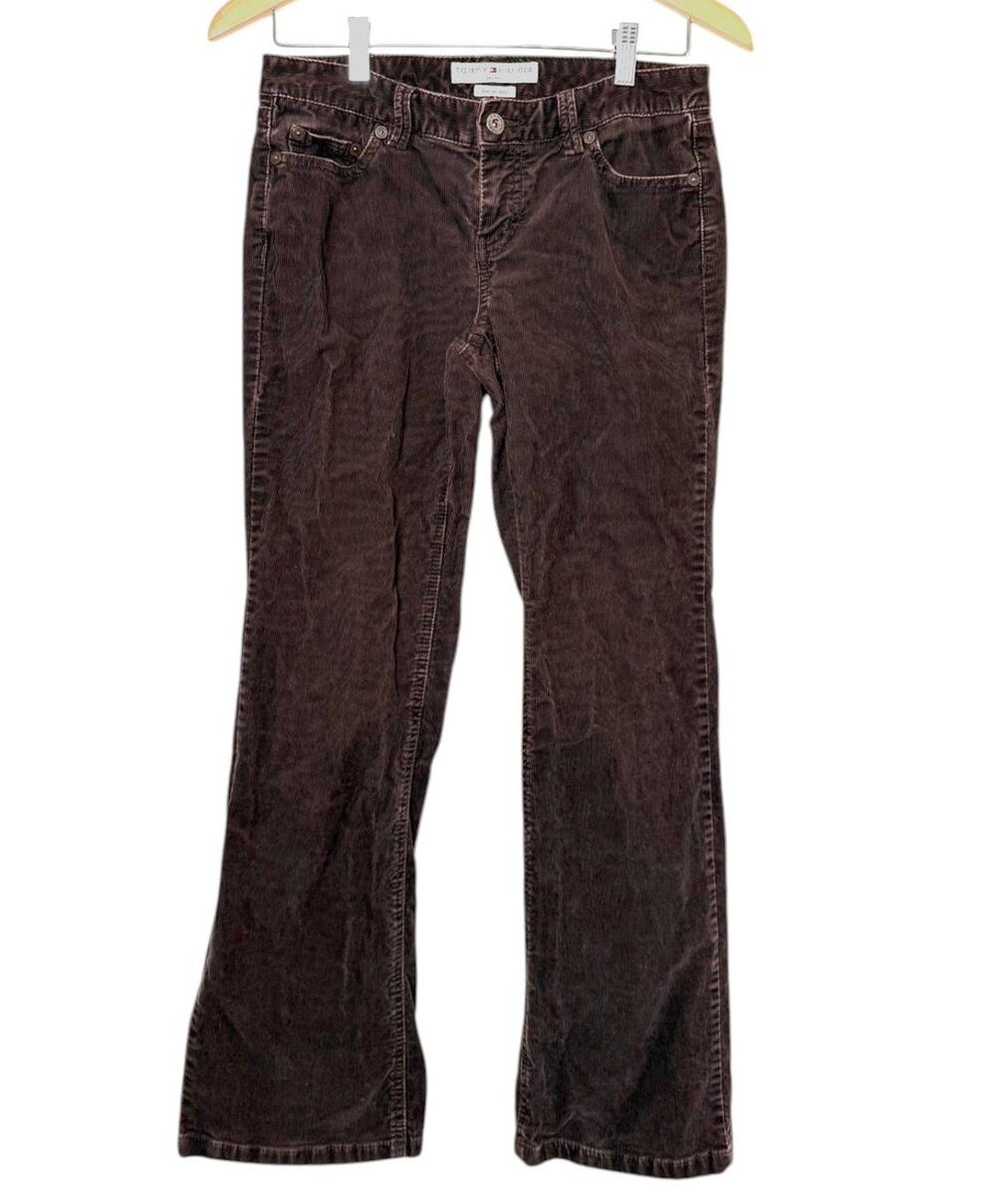 Tommy Hilfiger Brown Ribbed Corduroy Low Rise Boot Cut Pants Size 4 Petite Y2K